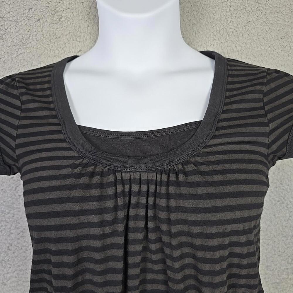 Self Esteem Women’s Short Sleeve Top Blouse Black/Brown Striped Size XL - Picture 2 of 15